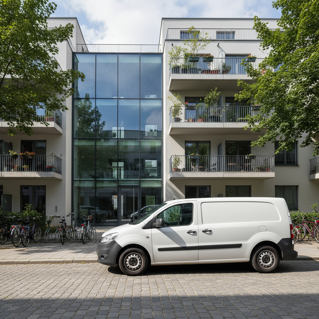 Firmenfahrzeug vor Wohnhaus in Wien